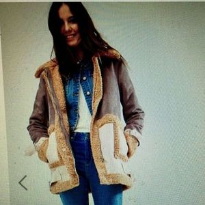 ASOS Faux Shearling Coat in Patchwork ,Size US 4